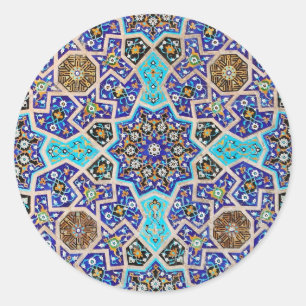Iznik Floral Ethnic Tribal Türkische Mosaik-Töpfer Runder Aufkleber