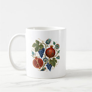 Iznik Osmanischer Granatapfel- und Trauben-Blumen Kaffeetasse