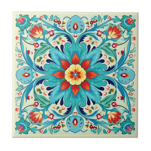 Iznik pastel Azure Harmony Fliese (Vorderseite)