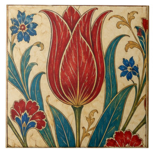 Iznik Roter Tulpen-Blumen-Ottomanische Kunst Fliese
