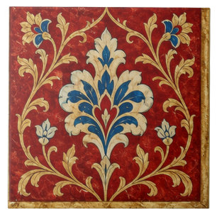 Iznik Rotes Florales Osmanisches Ornament Fliese