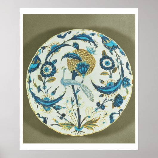 Iznik-Schale mit einem Pfau unter fl Poster (Vorne)