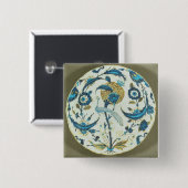 Iznik Teller, der mit einem Pfau gemalt wurde, Button (Vorne & Hinten)
