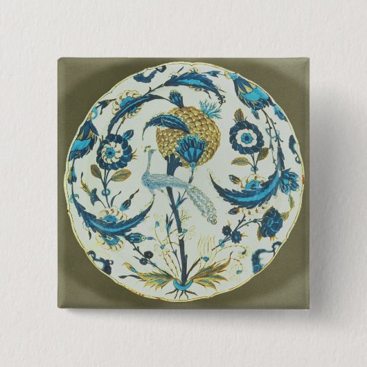 Iznik Teller, der mit einem Pfau gemalt wurde, Button (Vorderseite)
