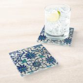 Iznik Tiles Blue Glasuntersetzer (Schrägansicht)