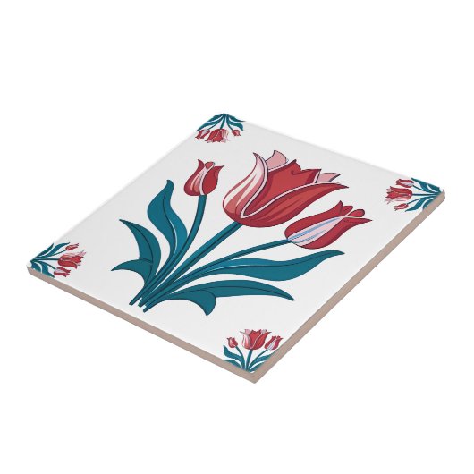 Iznik Tulip Floral Pattern Keramik Tile Fliese (Seite)