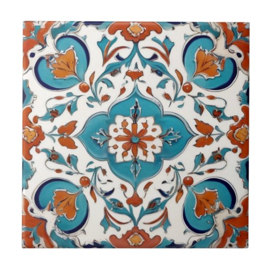 Iznik Türkisch Classic Blütenrot Türkis Blau Fliese (Vorderseite)