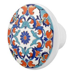 Iznik Türkisch Floral Vintag Türkisblau Blume Keramikknauf