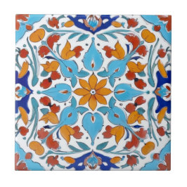 Iznik Türkisch Orange Red Türkise Blue Floral Fliese