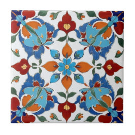 Iznik Türkische Blume Red Orange Blue White Floral Fliese