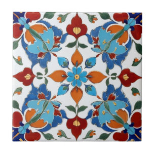 Iznik Türkische Blume Red Orange Blue White Floral Fliese