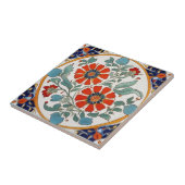 Iznik Türkische Blume Rotes Orange Blaues Creme Fliese (Seite)