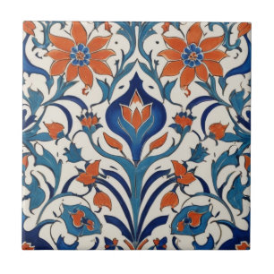 Iznik Türkisches Florales Vintage Orange Blaue Blu Fliese