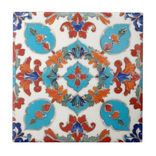 Iznik Türkisches Florales Vintage Rot Blau Symmetr Fliese