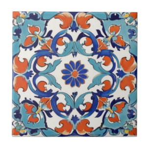 Iznik Türkisches Florales Vintage Türkisblau Blume Fliese