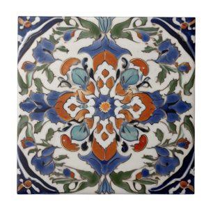 Iznik Türkisches Vintage Orange Blau Grün Abstrakt Fliese