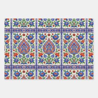 Iznik - Turkish Ottoman pattern with flowers tulip Geschenkpapier Set