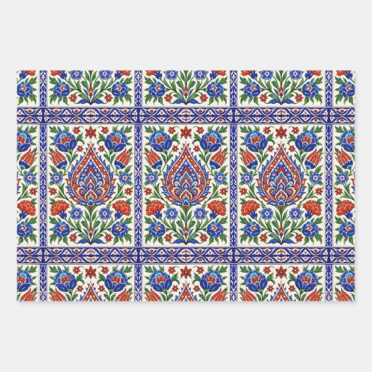 Iznik - Turkish Ottoman pattern with flowers tulip Geschenkpapier Set (Vorderseite)
