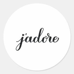 J’adore kalligraphische Schrift. Ich liebe Franz Runder Aufkleber