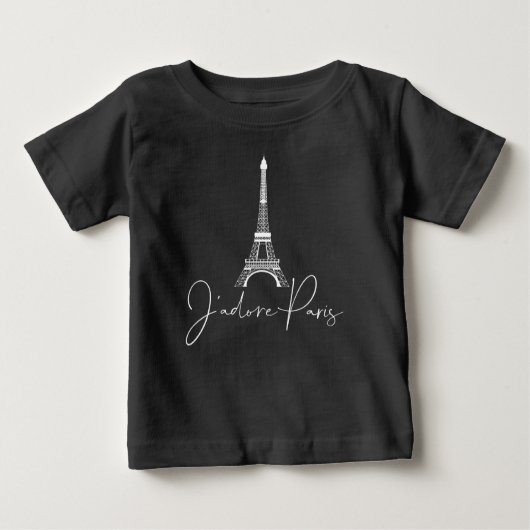 J' adore Paris Eiffel Tower Niedlich Black Baby T-shirt (Vorderseite)