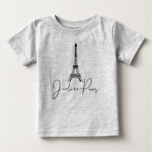 J' adore Paris Eiffel Tower Niedlich Gray Baby T-shirt
