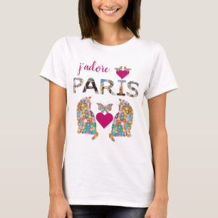 J. adore Paris, Katzen in der Liebe, Schmetterling T-Shirt