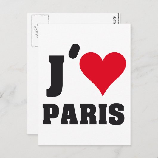 J´AIME PARIS POSTKARTE (Vorne/Hinten)