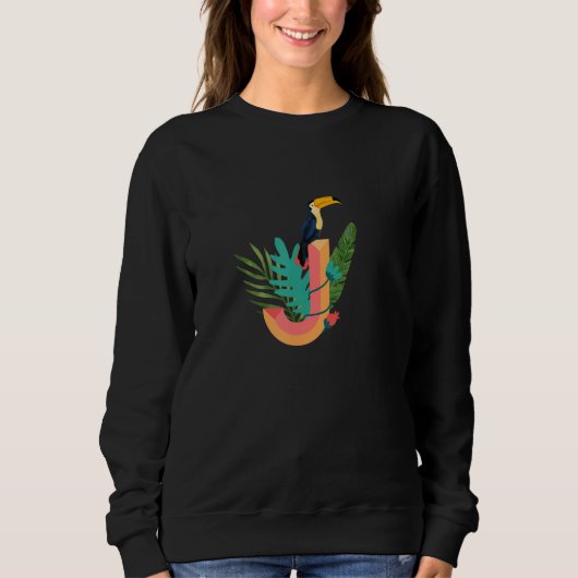 J Alphabet Letter tropical Plants Sweatshirt (Vorderseite)