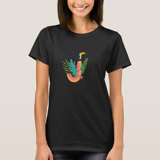 J Alphabet Letter tropical Plants T-Shirt (Vorderseite)