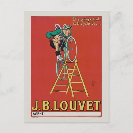 J.B. Louvet Bicycle Vintage Poster 1922 Postkarte (Vorderseite)