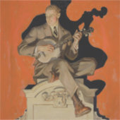 J.C. Leyendecker Banjo Player 1920 Art Deco Art Aufkleber (Vorderseite)