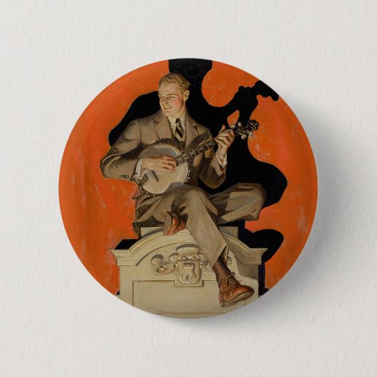 J.C. Leyendecker Banjo Player 1920 Art Deco Art Button (Vorderseite)