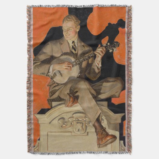 J.C. Leyendecker Banjo Player 1920 Art Deco Art Decke (Vorderseite Vertikal)