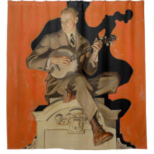 J.C. Leyendecker Banjo-Spieler 1920 Art Deco Kunst Duschvorhang