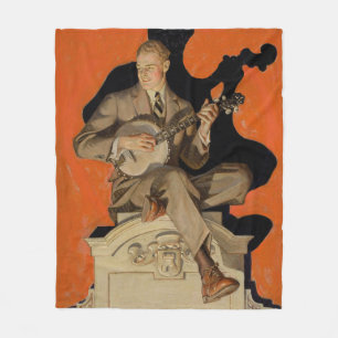 J.C. Leyendecker Banjo-Spieler 1920 Art Deco Kunst Fleecedecke