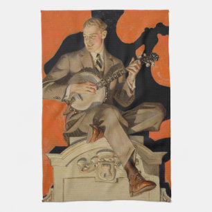 J.C. Leyendecker Banjo-Spieler 1920 Art Deco Kunst Geschirrtuch