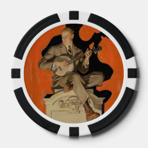 J.C. Leyendecker Banjo-Spieler 1920 Art Deco Kunst Pokerchips