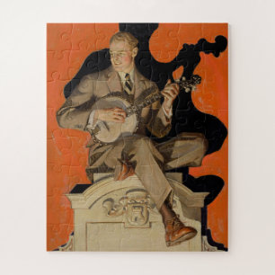 J.C. Leyendecker Banjo-Spieler 1920 Art Deco Kunst Puzzle
