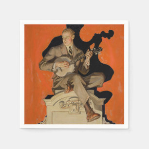 J.C. Leyendecker Banjo-Spieler 1920 Art Deco Kunst Serviette