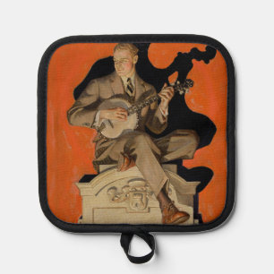 J.C. Leyendecker Banjo-Spieler 1920 Art Deco Kunst Topflappen