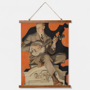 J.C. Leyendecker Banjo-Spieler 1920 Art Deco Kunst Wandteppich Mit Holzrahmen