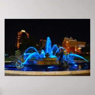 J. C. Nichols Fountain in Blue, Kansas City Poster