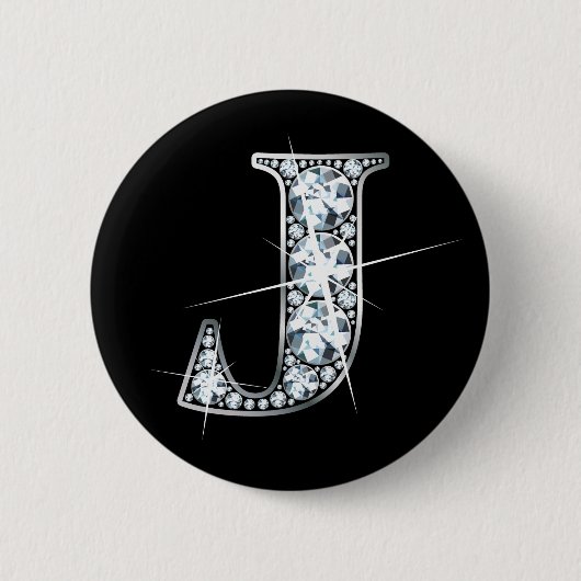 "J" Diamond Bling Button (Vorderseite)