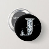 "J" Diamond Bling Button (Vorne & Hinten)
