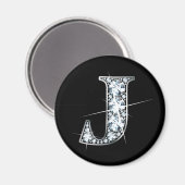 "J" Diamond Bling Magnet (Vorderseite/Rückseite)