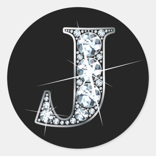 "J" Diamond Bling Sticker (Vorderseite)