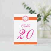 J Dot Circle Monogramm Tischnummer (rosa/orange) (Stehend Vorderseite)