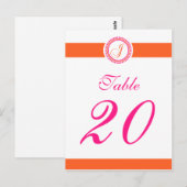 J Dot Circle Monogramm Tischnummer (rosa/orange) (Vorne/Hinten)