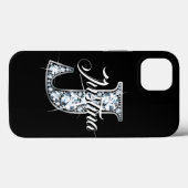 J Faux Diamond Bling Monogram Case-Mate iPhone Hülle (Rückseite (Horizontal))