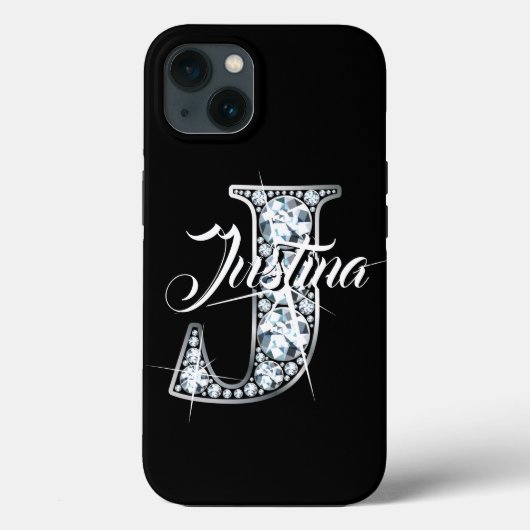 J Faux Diamond Bling Monogram Case-Mate iPhone Hülle (Rückseite)